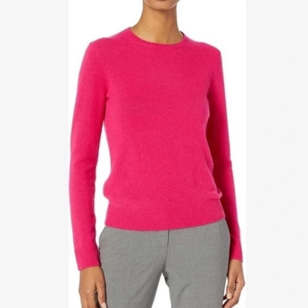 Nwot Theory Solid Crew Long Sleeve Pullover 100% Cashmere Bright Magenta Size S
